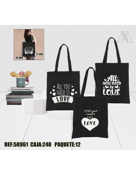 Tote bag negro LOVE,58961